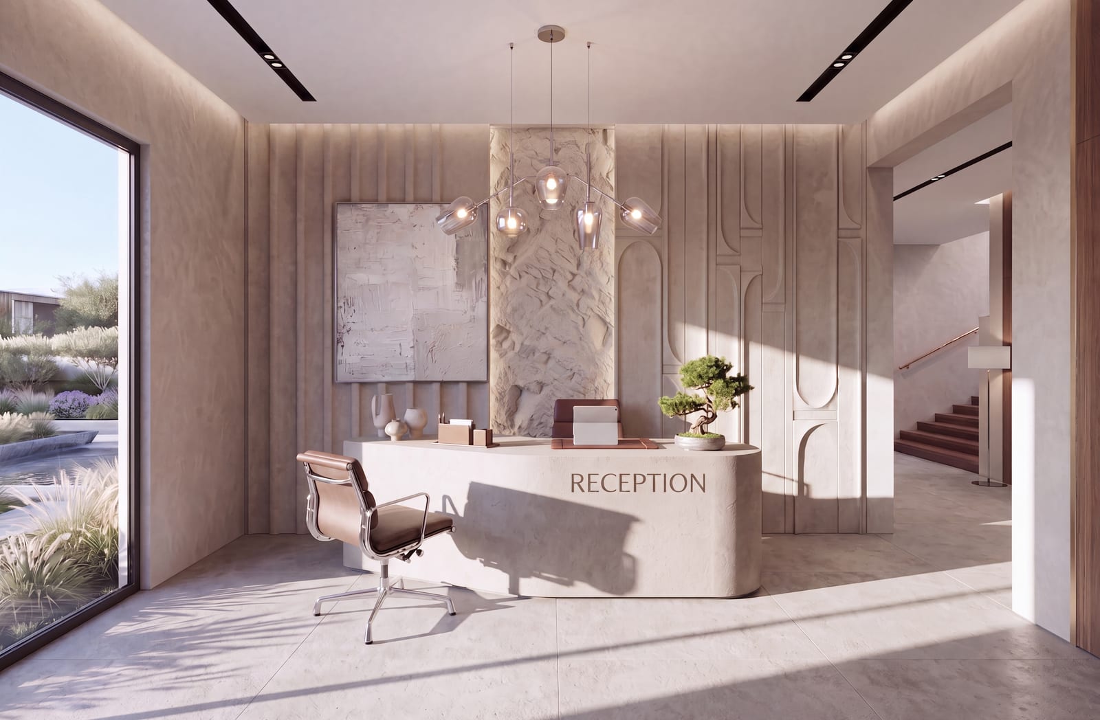 Reception — photoreal render